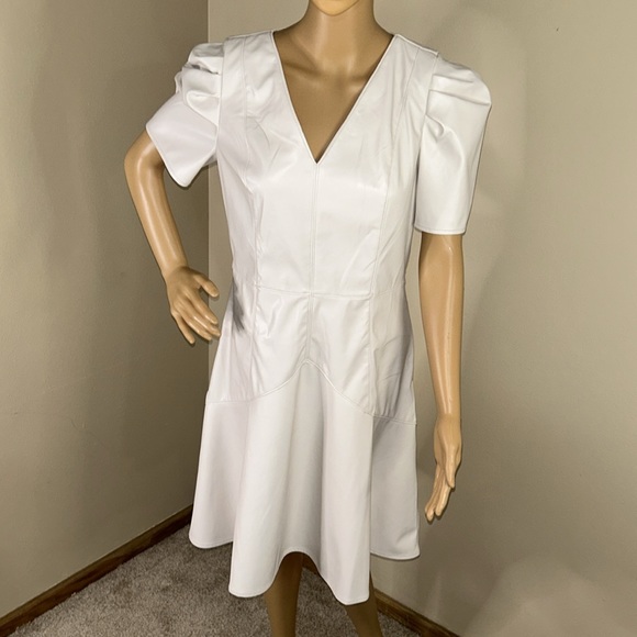 DKNY Faux leather beige dress size 8 - Picture 2 of 14